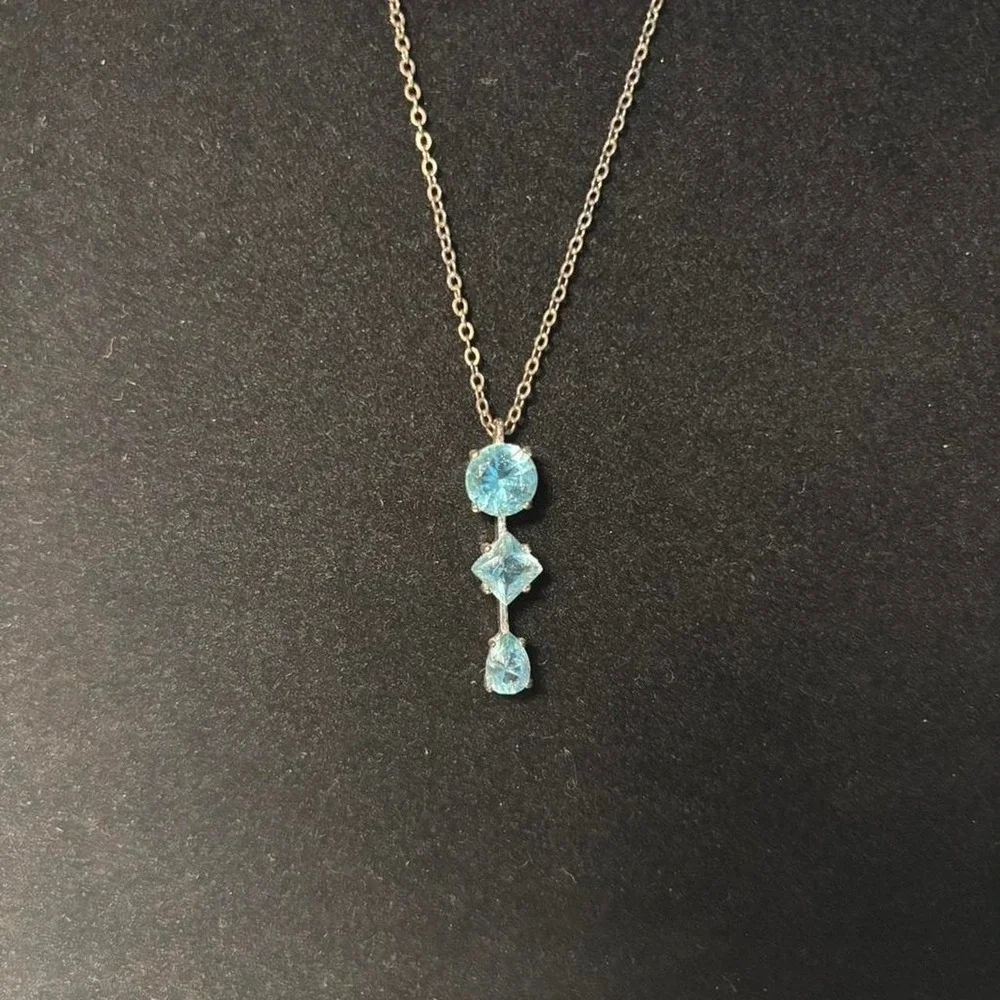 Blue Topaz Three Unique Shaped Stone Necklace - Napier